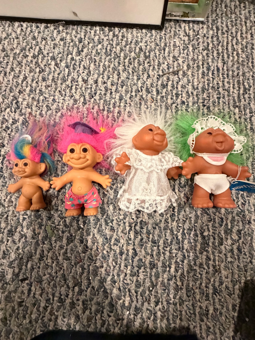 Offi Troll Doll Lot with Pink, White, Green & Rainbow Hair